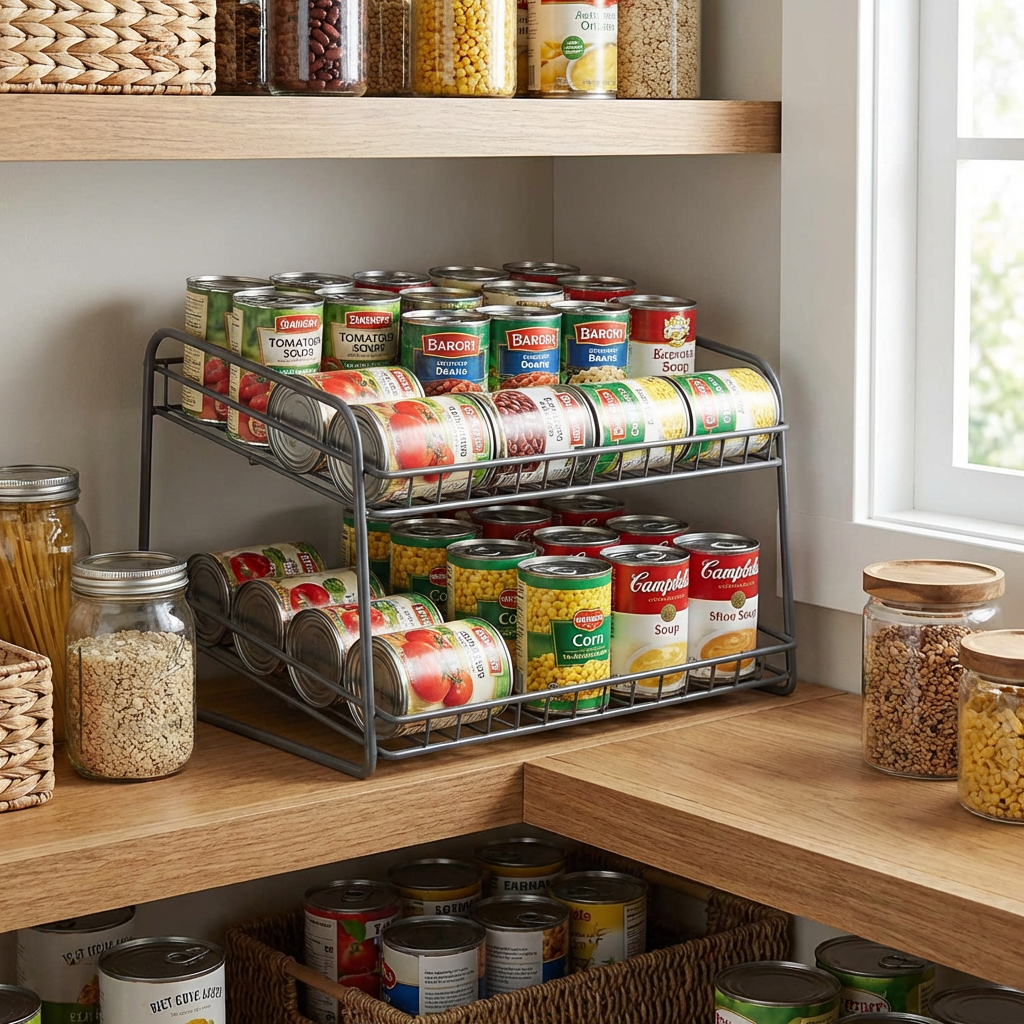 Stackable can rack for pantry